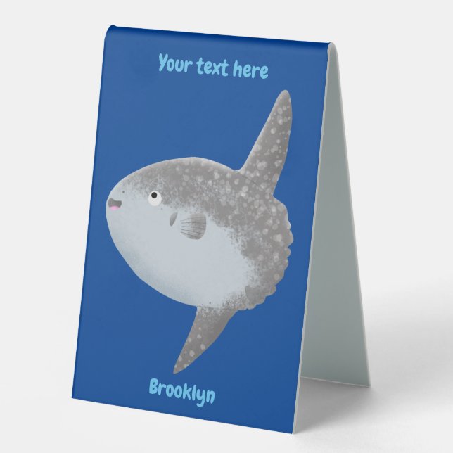 Plaque De Table Oiseau de mer mola mola mignonne caricature (Recto)