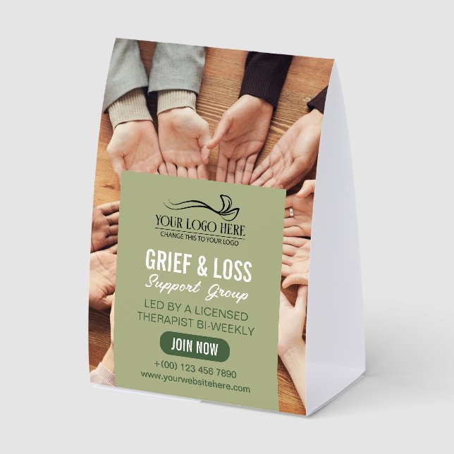 Plaque De Table Olive Green Therapy Counseling Your Logo Here (Recto)
