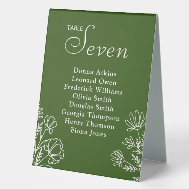 Plaque De Table Olive vert simple numéro de tente (Recto)