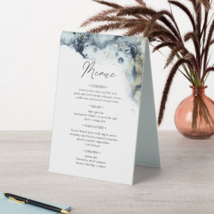 Plaque De Table Ondes D'Aquarelle Numéro De Table Et Menu Mariage