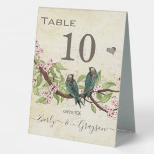 Plaque De Table Onglet vintage Inséparable bleu rose Turquoise ble