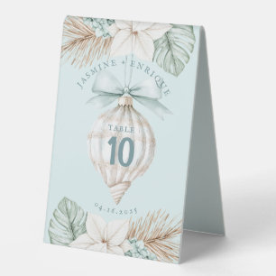 Plaque De Table Ornement Sea Shell   Mariage de plage d'hiver