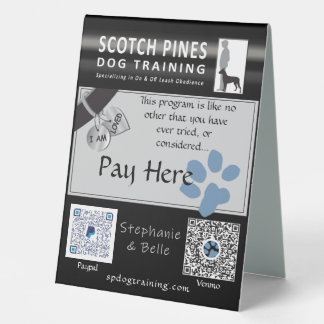 Plaque De Table Paie de formation de chien SP ici Table Top Sign
