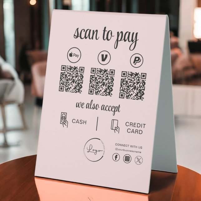 Plaque De Table Paiement de code QR - Logo d'entreprise de numéris (Créateur téléchargé)