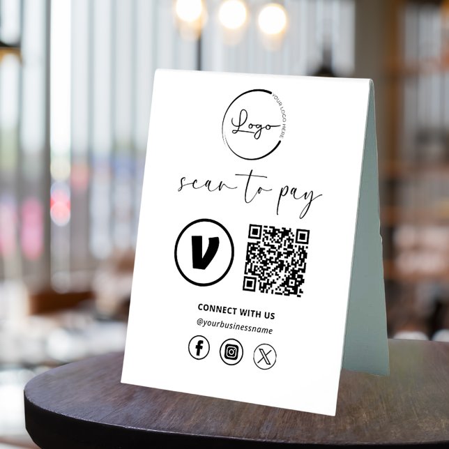 Plaque De Table Paiement de code QR - Logo d'entreprise de numéris (Créateur téléchargé)