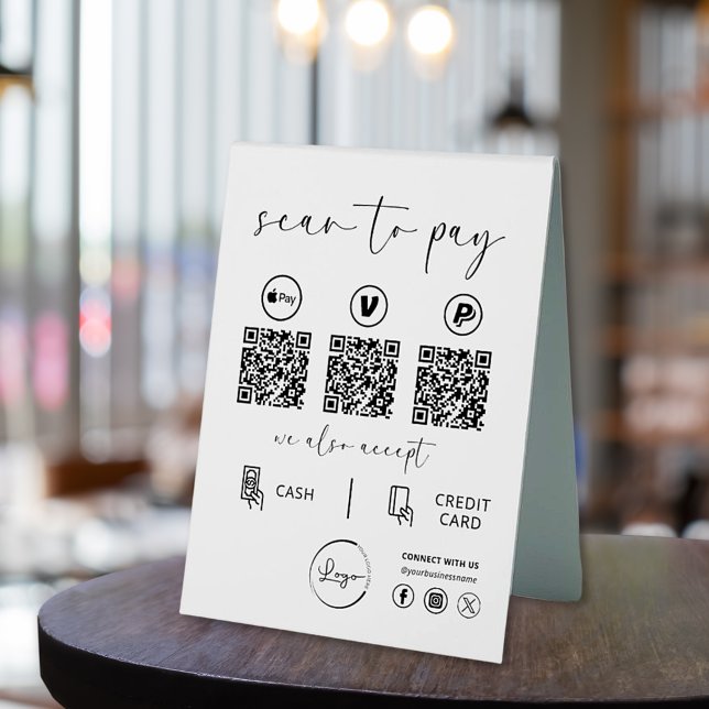 Plaque De Table Paiement de code QR - Logo d'entreprise de numéris (Créateur téléchargé)