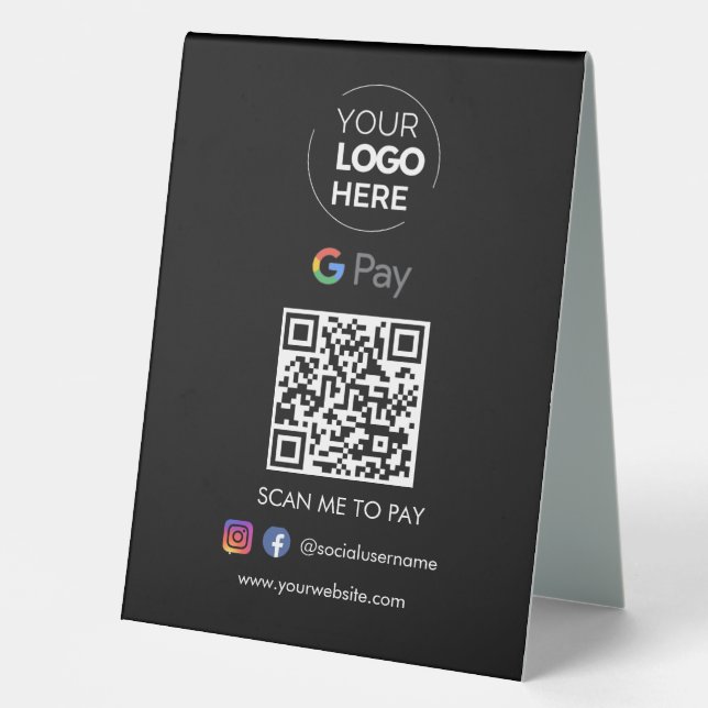 Plaque De Table Paiement du code QR de Google Pay | Numériser pour (Recto)