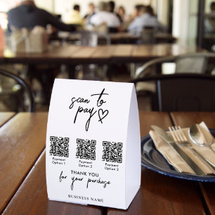 Plaque De Table Paiement par code QR de numérisation moderne