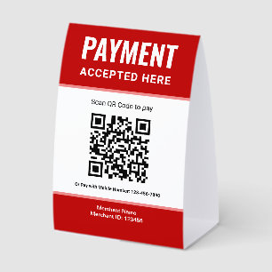 Plaque De Table Paiement par code QR Red e-Wallet Scan to Pay