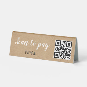 Plaque De Table Paiement par code QR Rustic Kraft pour entreprise