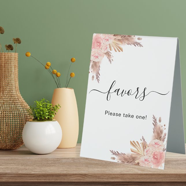 Plaque De Table Pampas herbe brush rose fleurs faveurs (Créateur téléchargé)