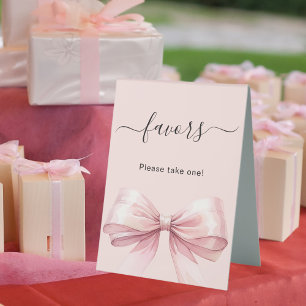 Plaque De Table Pancarte cadeau noeud rose