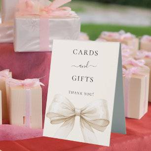 Plaque De Table Pancarte cartes cadeaux ruban ivoire crème