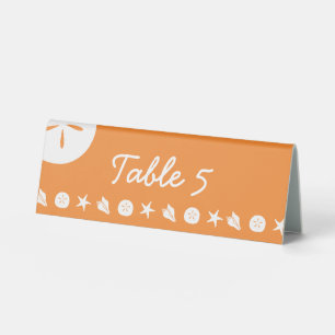 Plaque De Table Pancarte de table estivale coquillages orange