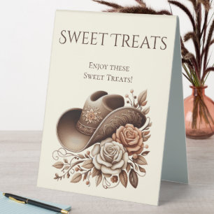 Plaque De Table Panneau de friandises de mariage - Chapeau de cow-