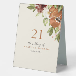 Plaque De Table Panneau de la tente Mariage florale d'automne Oran