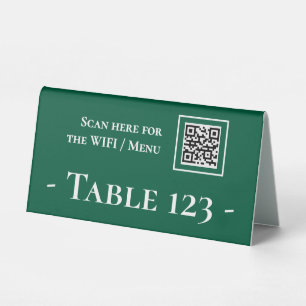 Plaque De Table Panneau de numéro de table avec code QR vert
