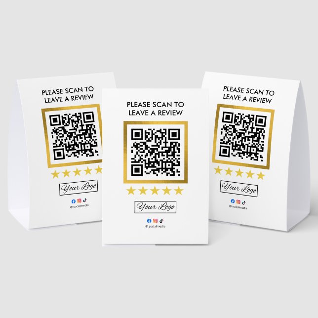 Plaque De Table Panneau de revue d'entreprise pour table | Code QR (Insitu (multi))