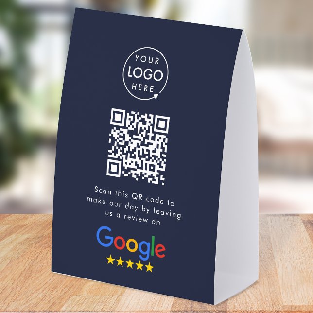Plaque De Table Panneau de table Google Reviews | Présentoir de co (Google Review interactive QR code paper table tent signs branded with your company logo.)