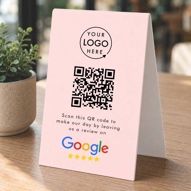 Plaque De Table Panneau de table Google Reviews | Présentoir de co (Google review QR code branded table tent signs for your business)