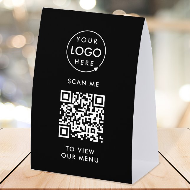 Plaque De Table Panneau de table QR Code | Présentoir de menu numé (Branded interactive QR code menu table signs for restaurants, bars, cafes & hospitality events!)