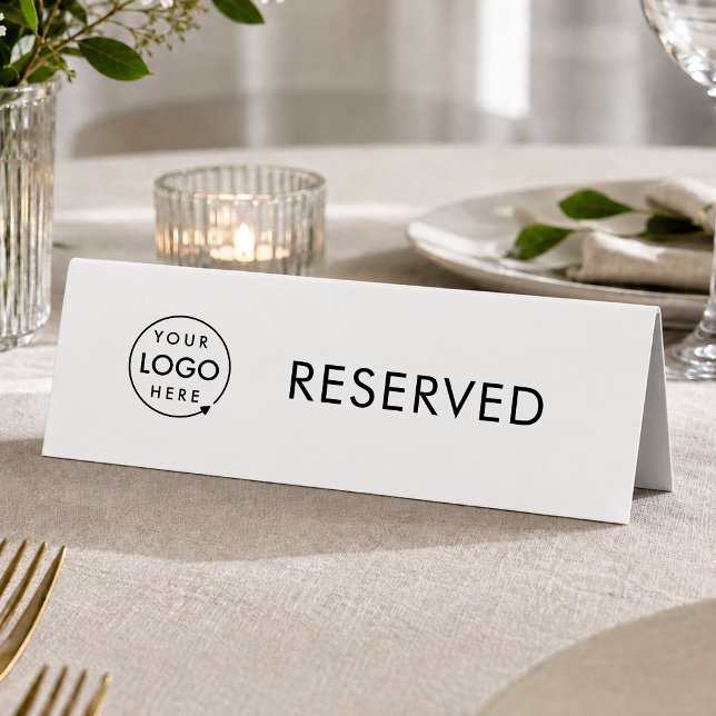 Plaque De Table Panneau de table réservée | Réservation de restaur (Branded reserved table tent signs for restaurants, bars, cafes & hospitality events.)