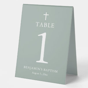 Plaque De Table Panneau de tente de table de baptême garçon croix