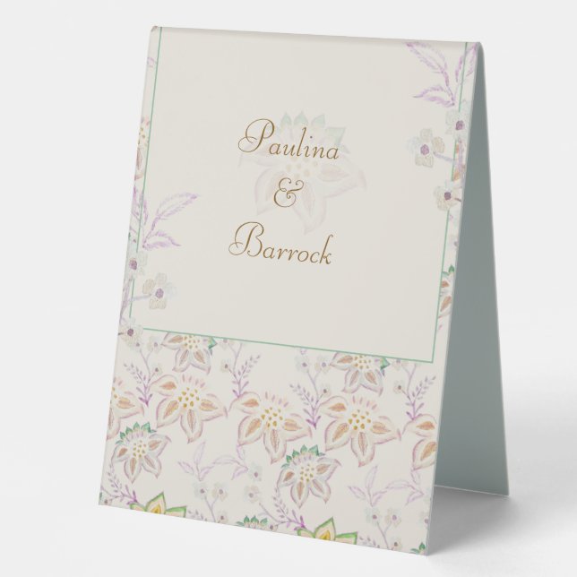 Plaque De Table panneau de tente de table fleurie (Recto)