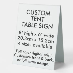 Plaque De Table Panneau de tente de table personnalisé 8" x 6" - A