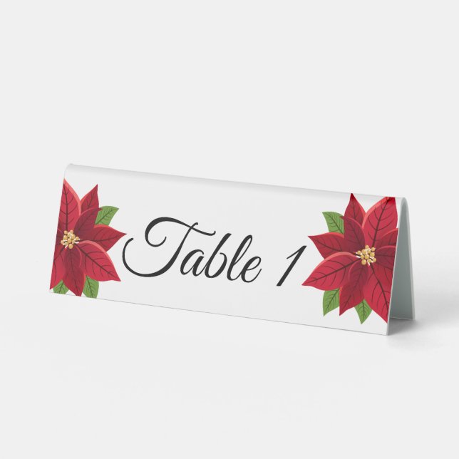 Plaque De Table Panneau de tente de table Poinsettia de Noël (Recto)