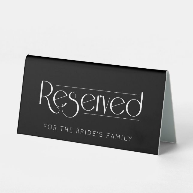 Plaque De Table Panneau de tente de table réservée du Mariage noir (Recto)