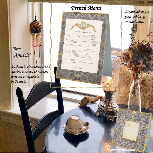 Plaque De Table Panneau Tente Table Menu Français ( Parles-tu français? Give your table a French accent with an authentic French Menu sign on display  )