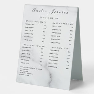 Plaque De Table Panneaux de liste de prix élégants Monogramme pour