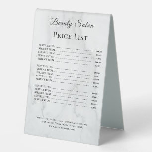 Plaque De Table Panneaux de liste de prix élégants Monogramme pour