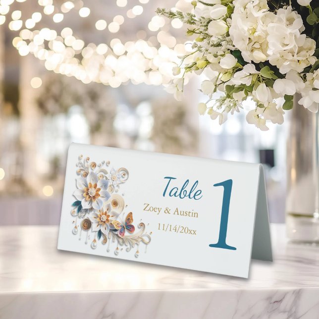 Plaque De Table Papier Quilling Fleurs Réception de mariage (Créateur téléchargé)