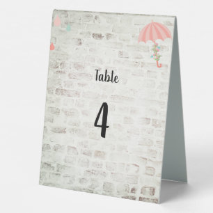 Plaque De Table Parapluie de douche de mariage Brique Numéro de ta