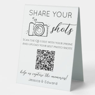Plaque De Table Partagez vos chaussures mémorables Qr Code Mariage