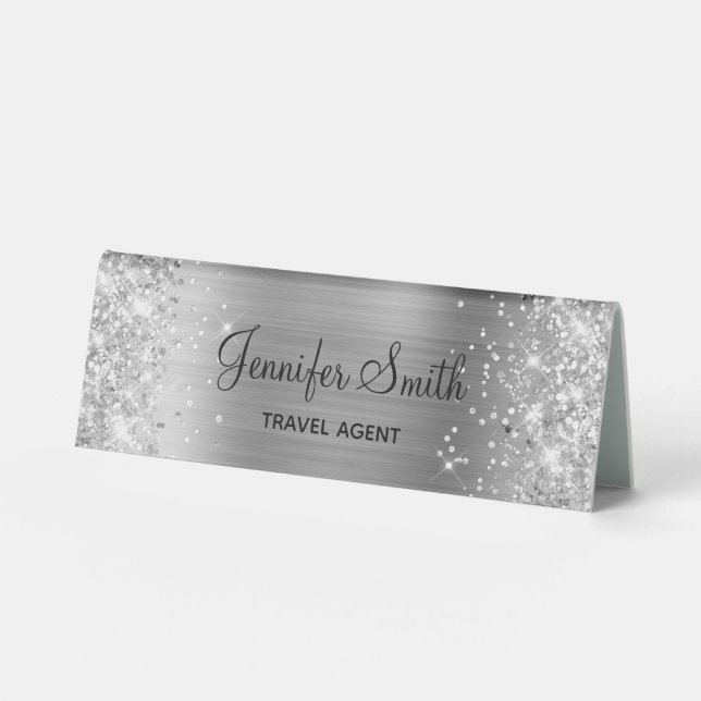 Plaque De Table Parties scintillant et huile d'argent (Recto)