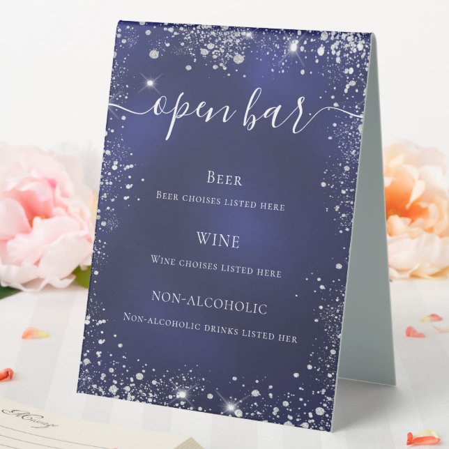 Plaque De Table Parties scintillant marine bleu argent mariage men (In SItu (Mariage))