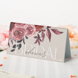 PLAQUE DE TABLE PASTEL BLUSH FLORAL BURGUNDY FÊTE DES MARIÉES