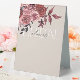 PLAQUE DE TABLE PASTEL BLUSH FLORAL BURGUNDY FÊTE DES MARIÉES