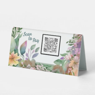 Plaque De Table Pastel Fleur sauvage Code QR d'entreprise Numérisa
