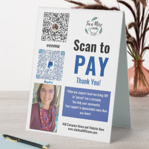 Plaque De Table Payez ici PayPal Venmo pour petites entreprises