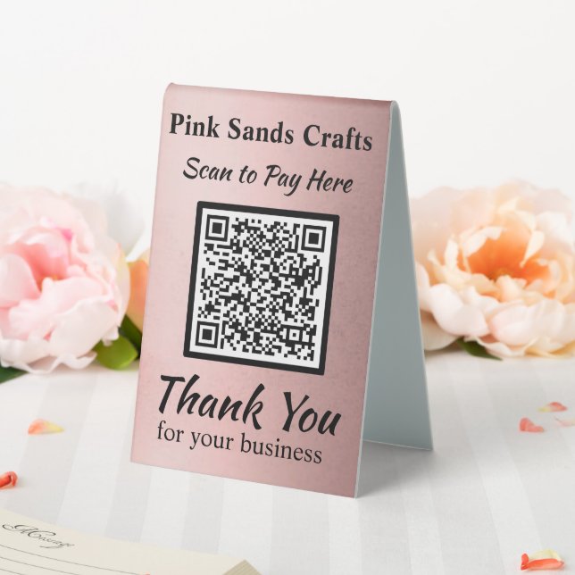 Plaque De Table Payez ici QR Code Rose Gold Metallic Foil Effet (In SItu (Mariage))