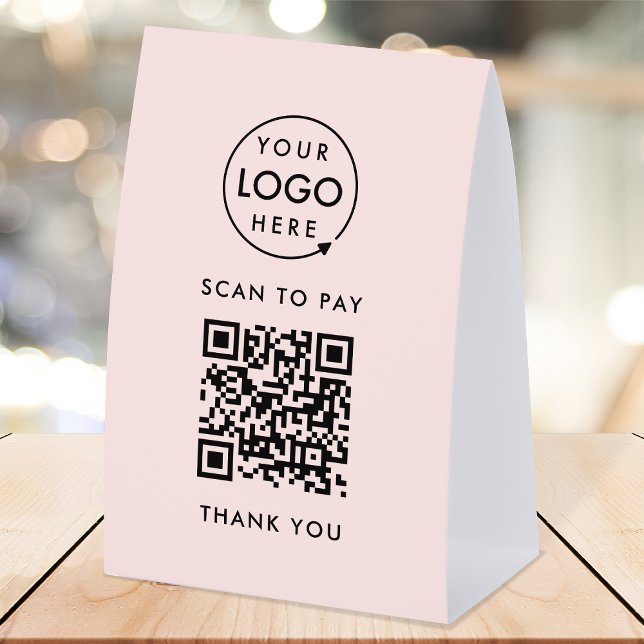 Plaque De Table Payment Table Tent Paper Sign | QR Scan to Pay (Interactive "scan to pay” QR code cash wrap paper table signs for electronic payment transactions.)