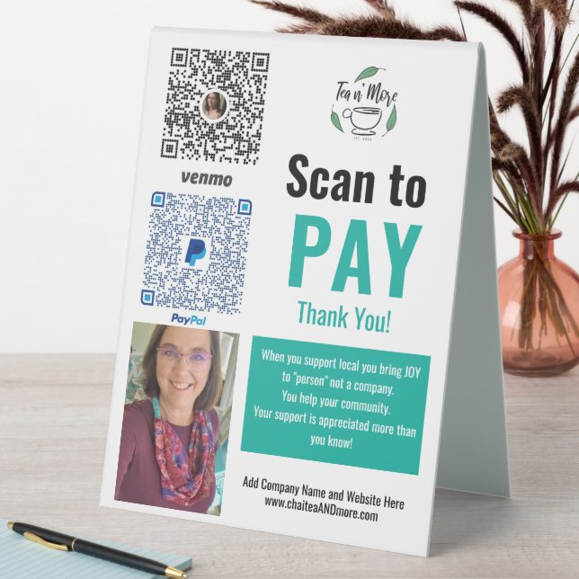 Plaque De Table PayPal Venmo Transactions commerciales Payer ici (En SItu (Tableau))