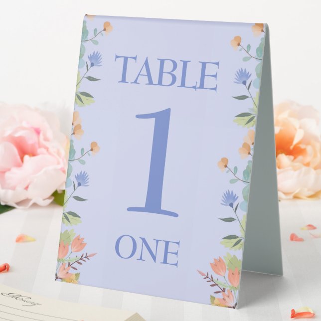 Plaque De Table Périwinkle Floral personnalisable (In SItu (Mariage))