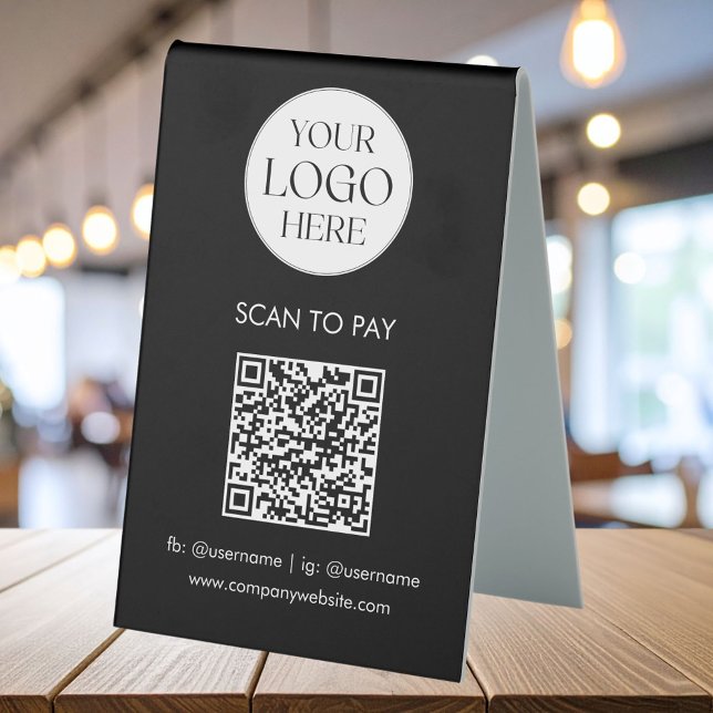Plaque De Table Personalized Business Logo QR Code Simple Modern (In situ)