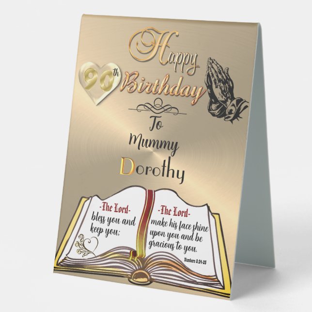 Plaque De Table Personnalisé 90e anniversaire Keepsaké (Recto)