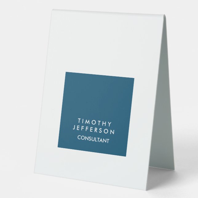 Plaque De Table Personnalisé Océan Bleu Blanc Élégant Moderne (Recto)